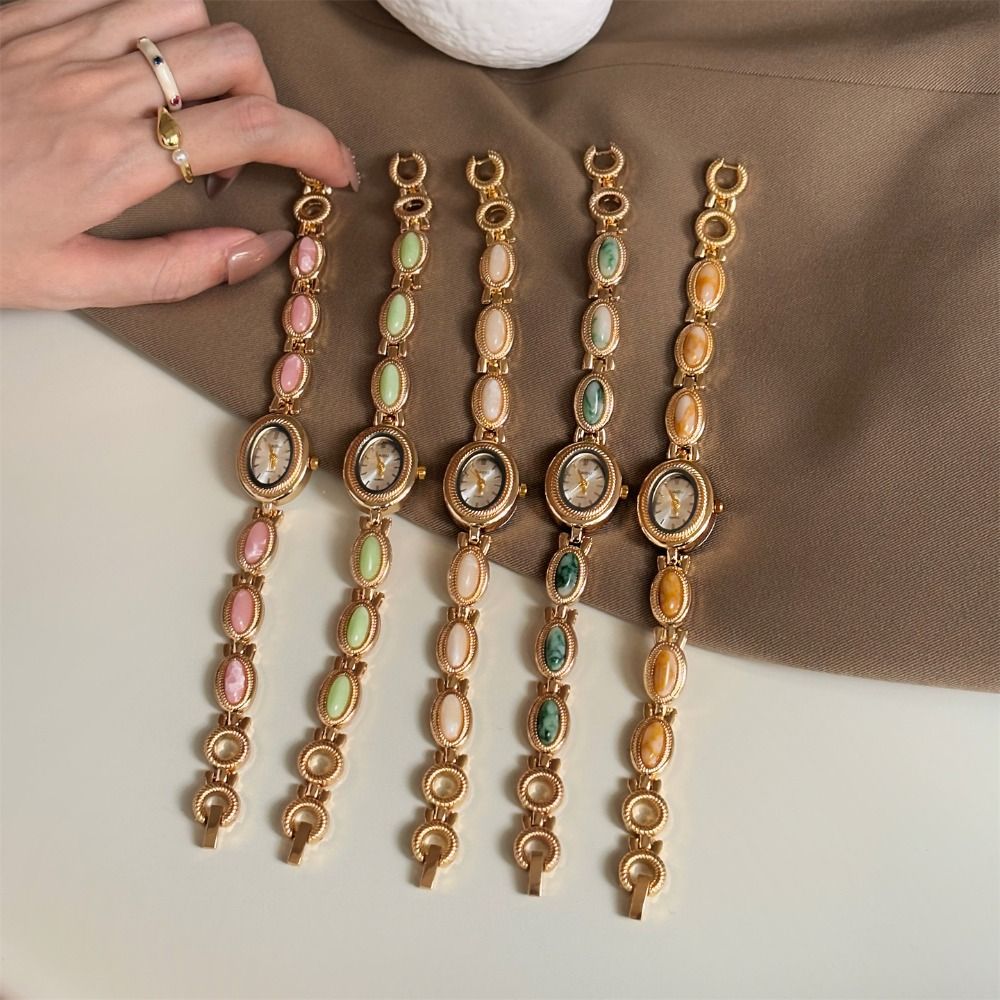 Luxury Watch Vintage - Vintage Colored Gemstones Ladies Watch Oval