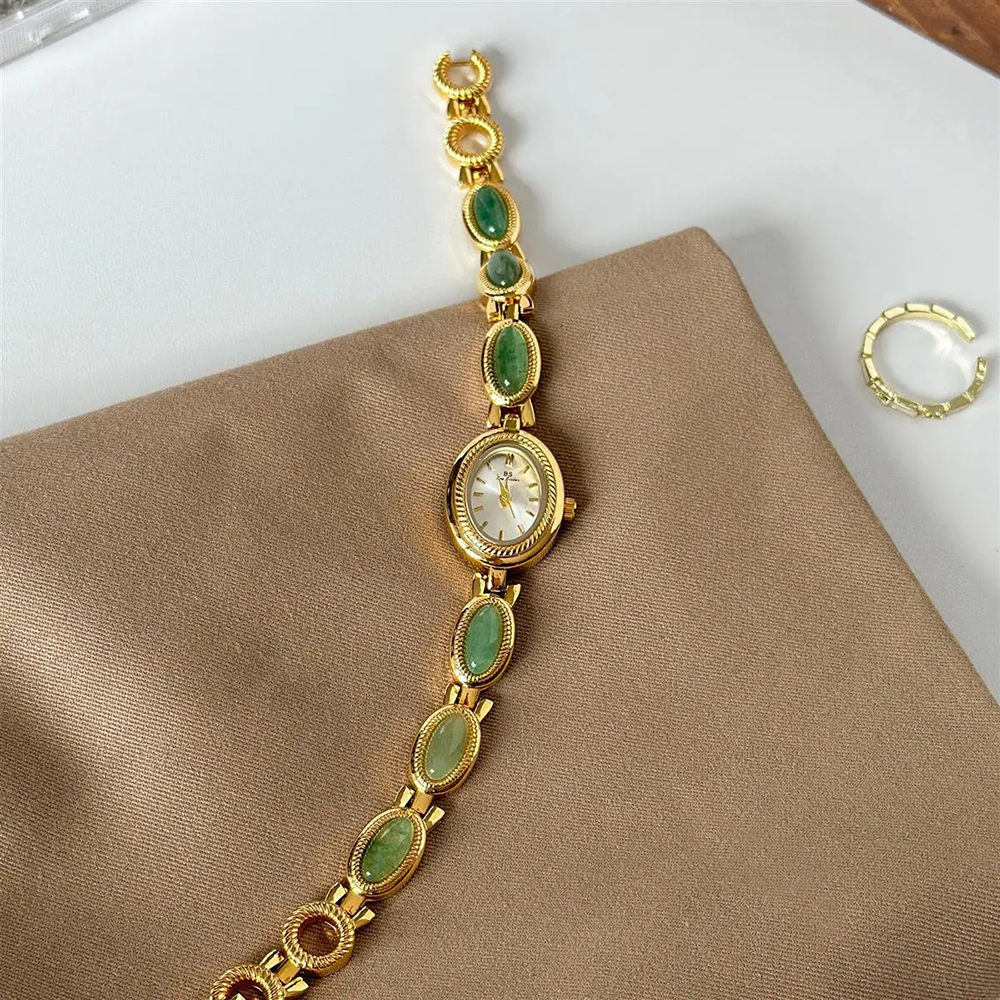 Luxury Watch Vintage - Women's Gold Watch Vintage Brown Jade