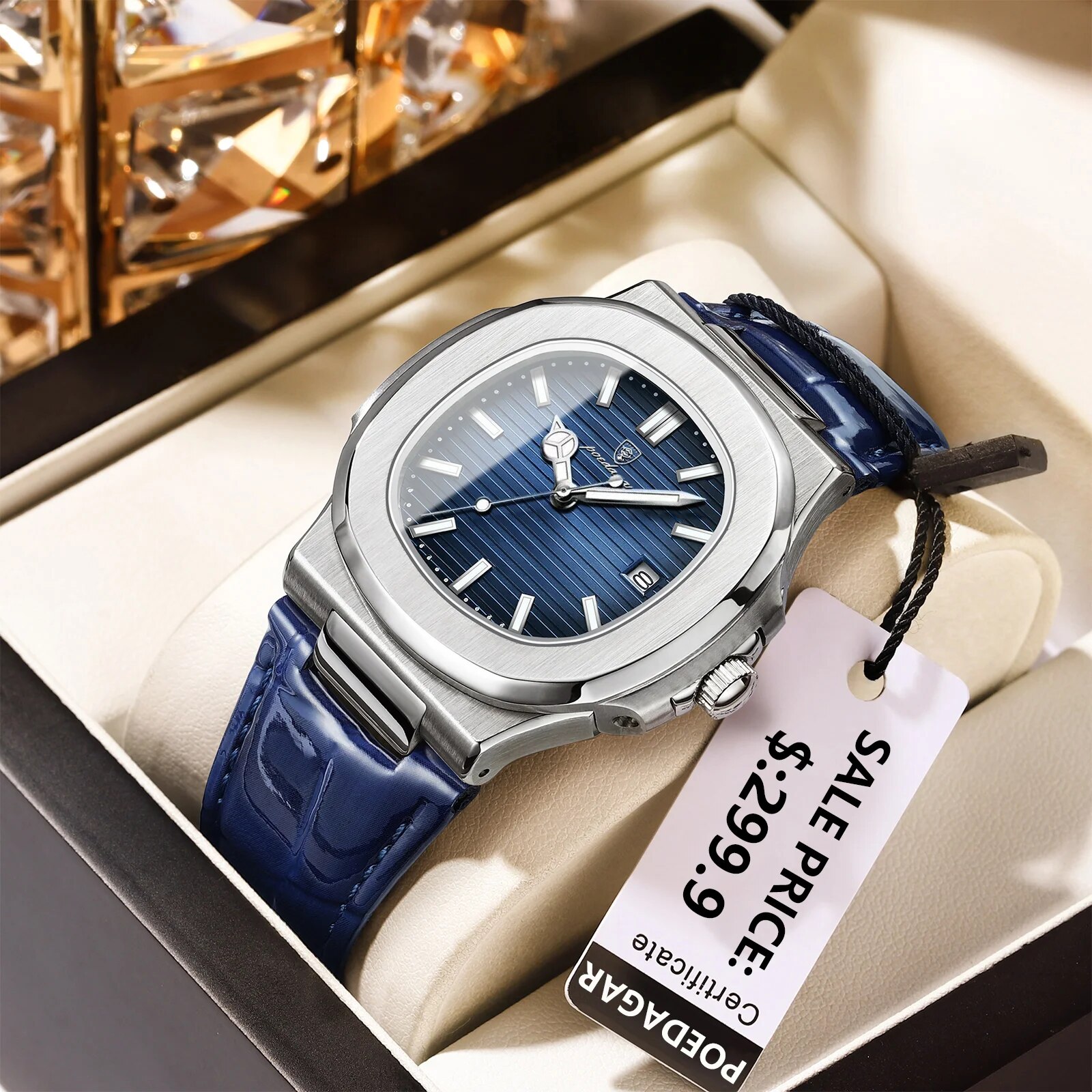 Luxury Watch Holder - POEDAGAR Top Luxury Square Man Watch