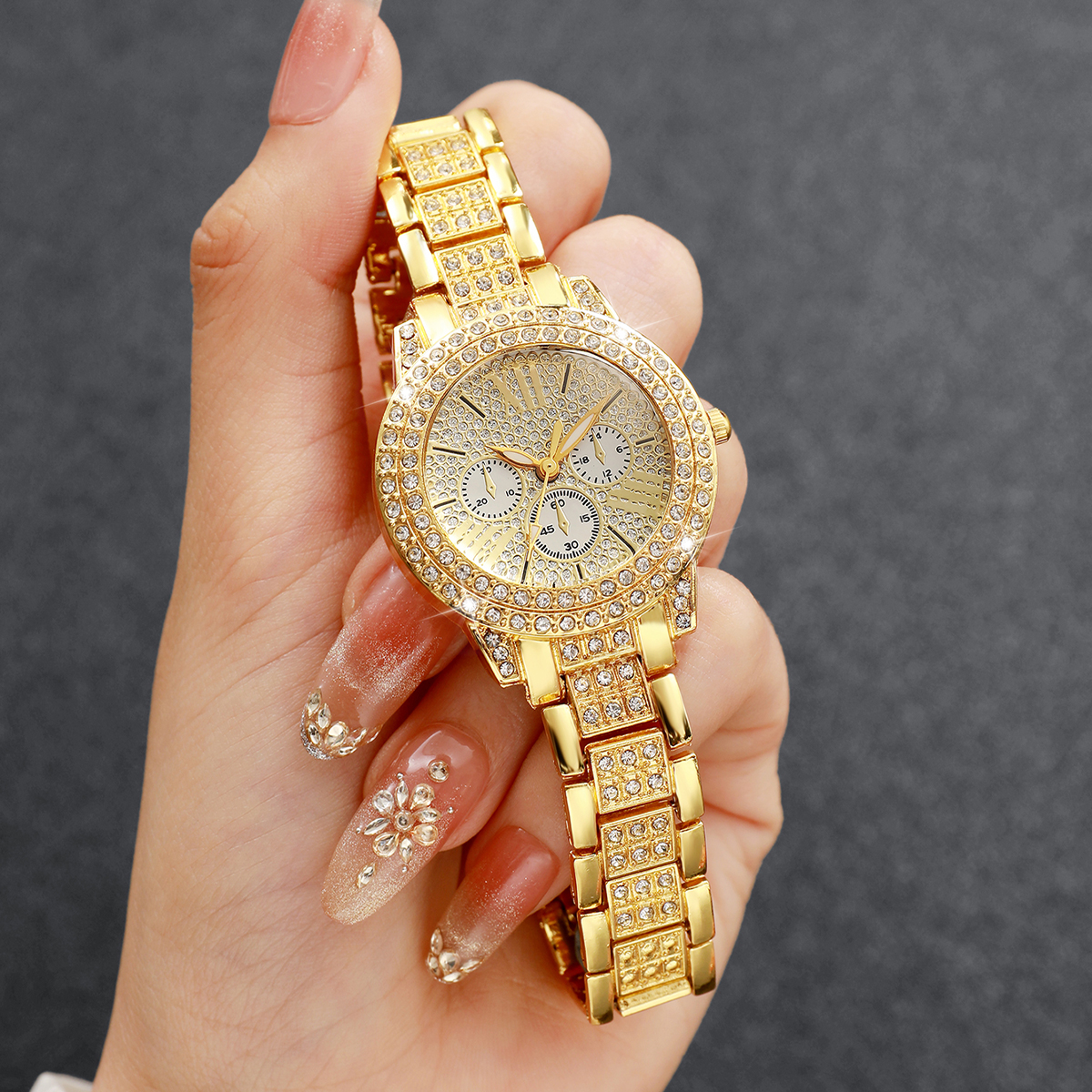 Ladies Luxury Watch - Fashion Decorative Three-eyes Dial Women Quartz