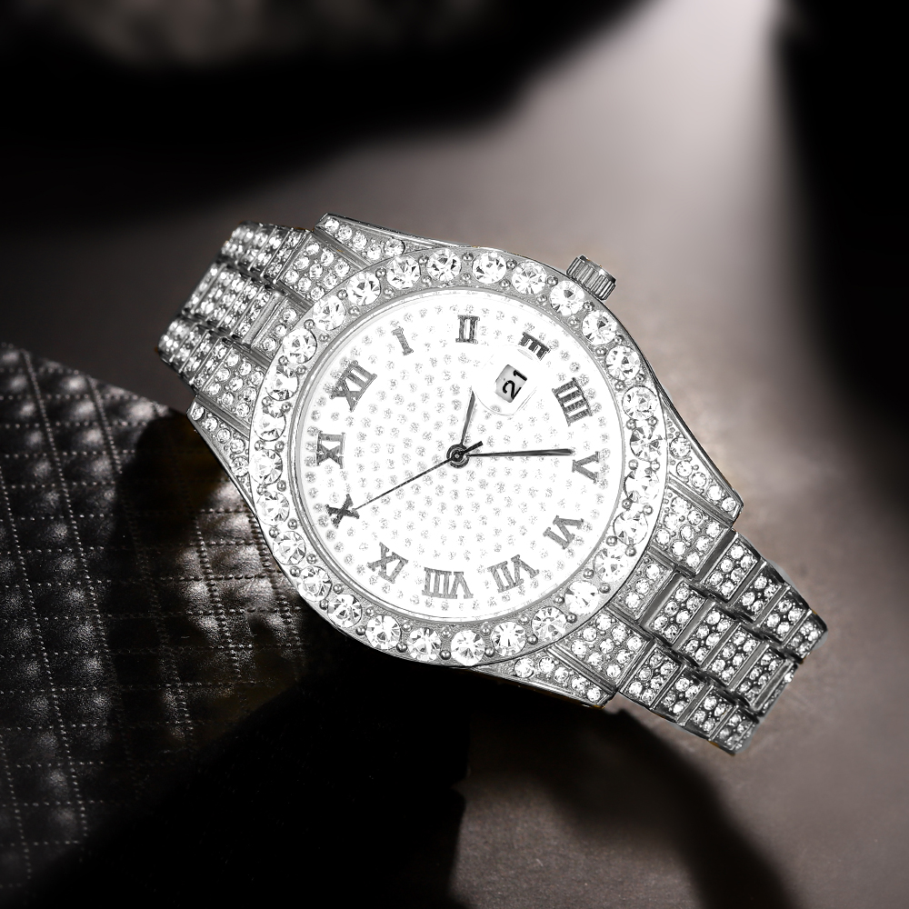1 Hip-hop Full Diamond Silver  - Luxury Watch Life 评论和价格