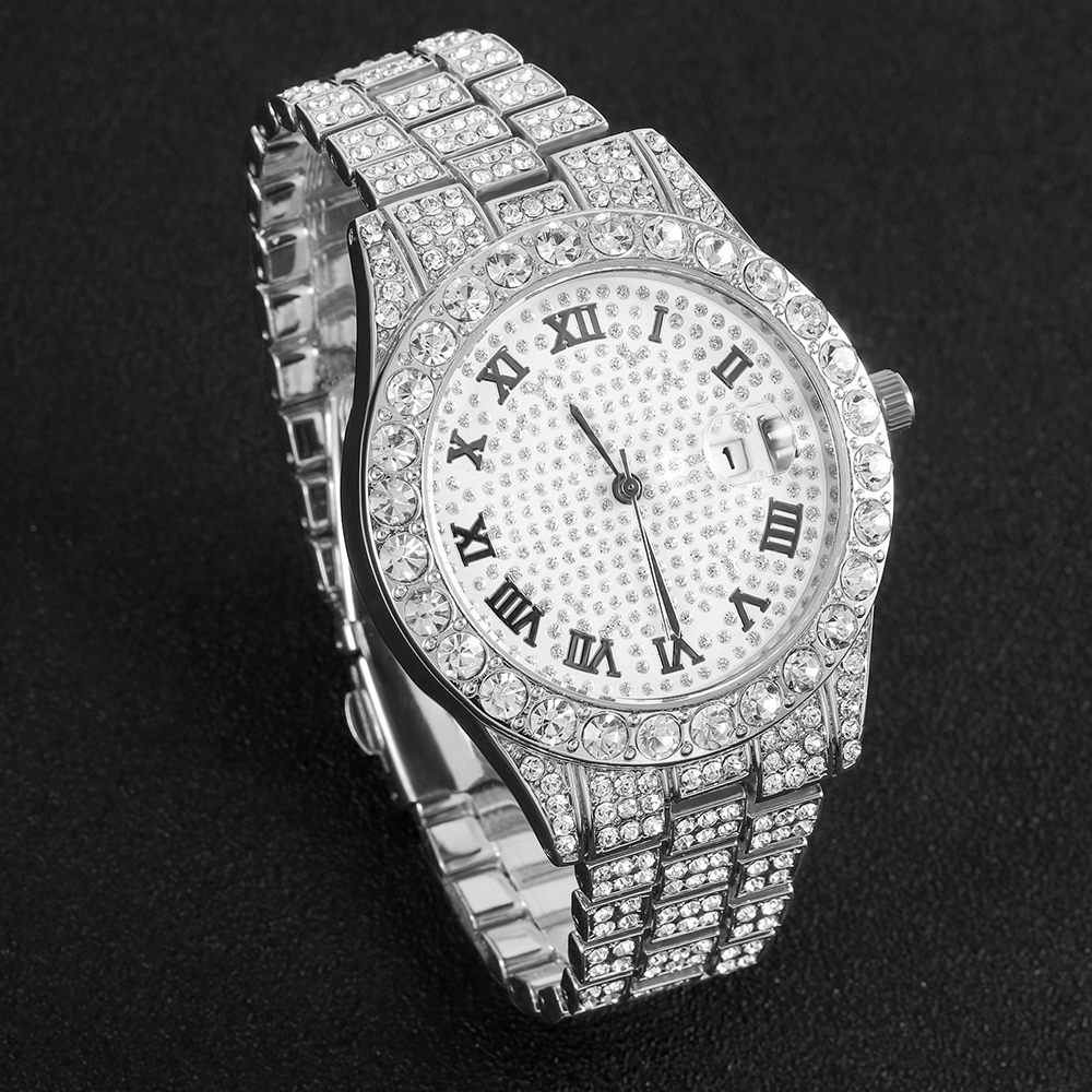 1 Hip-hop Full Diamond Silver  - Luxury Watch Life 评论和价格
