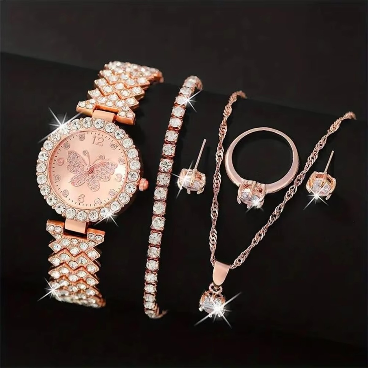 6PCS/Set Luxury Rhinestone But - Lux Watch 评论和价格