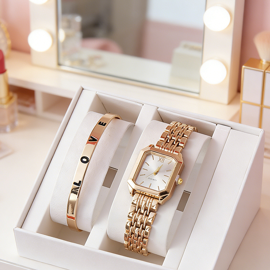 2PCS/set Luxury Women's Quartz - Lux Watch 评论和价格