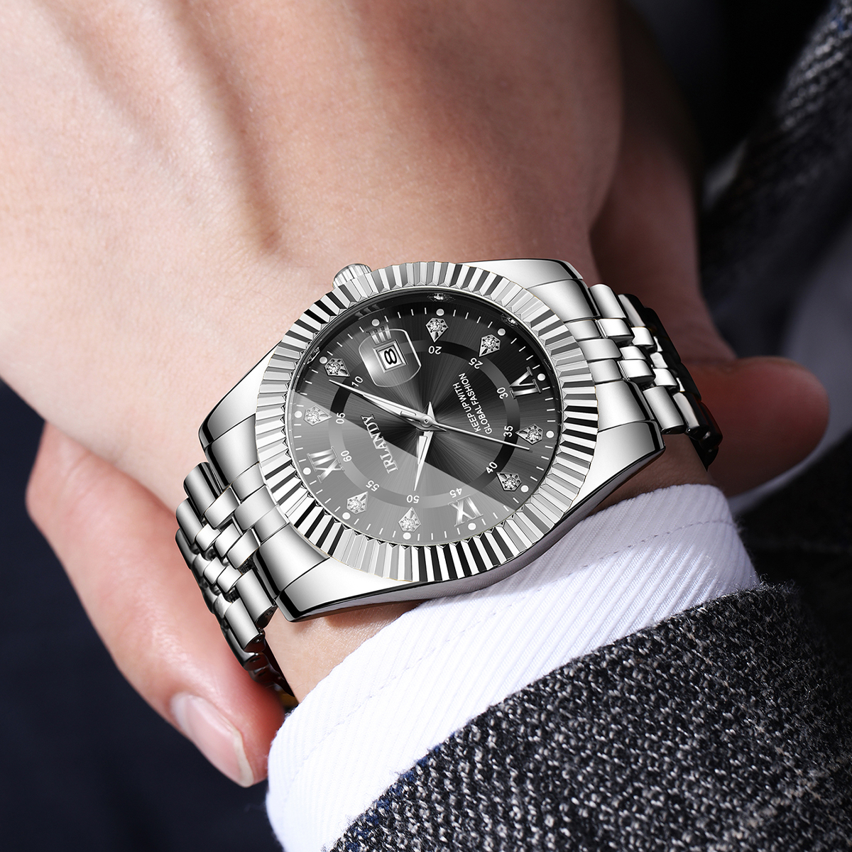 Fashion Rhinestone Men Busines - Luxury Watch Holder 评论和价格