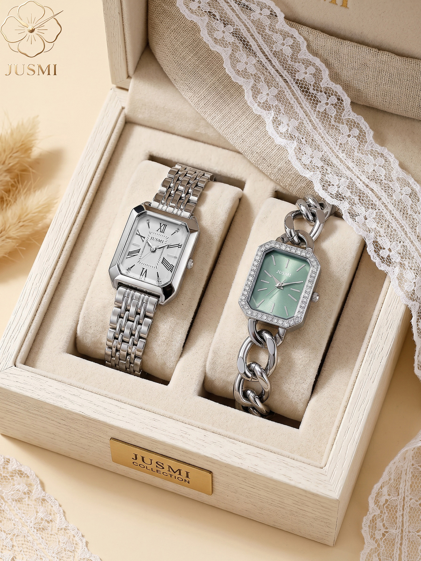 1pcs/set JUSMI Women's Square  - Luxury Watch Kit 评论和价格