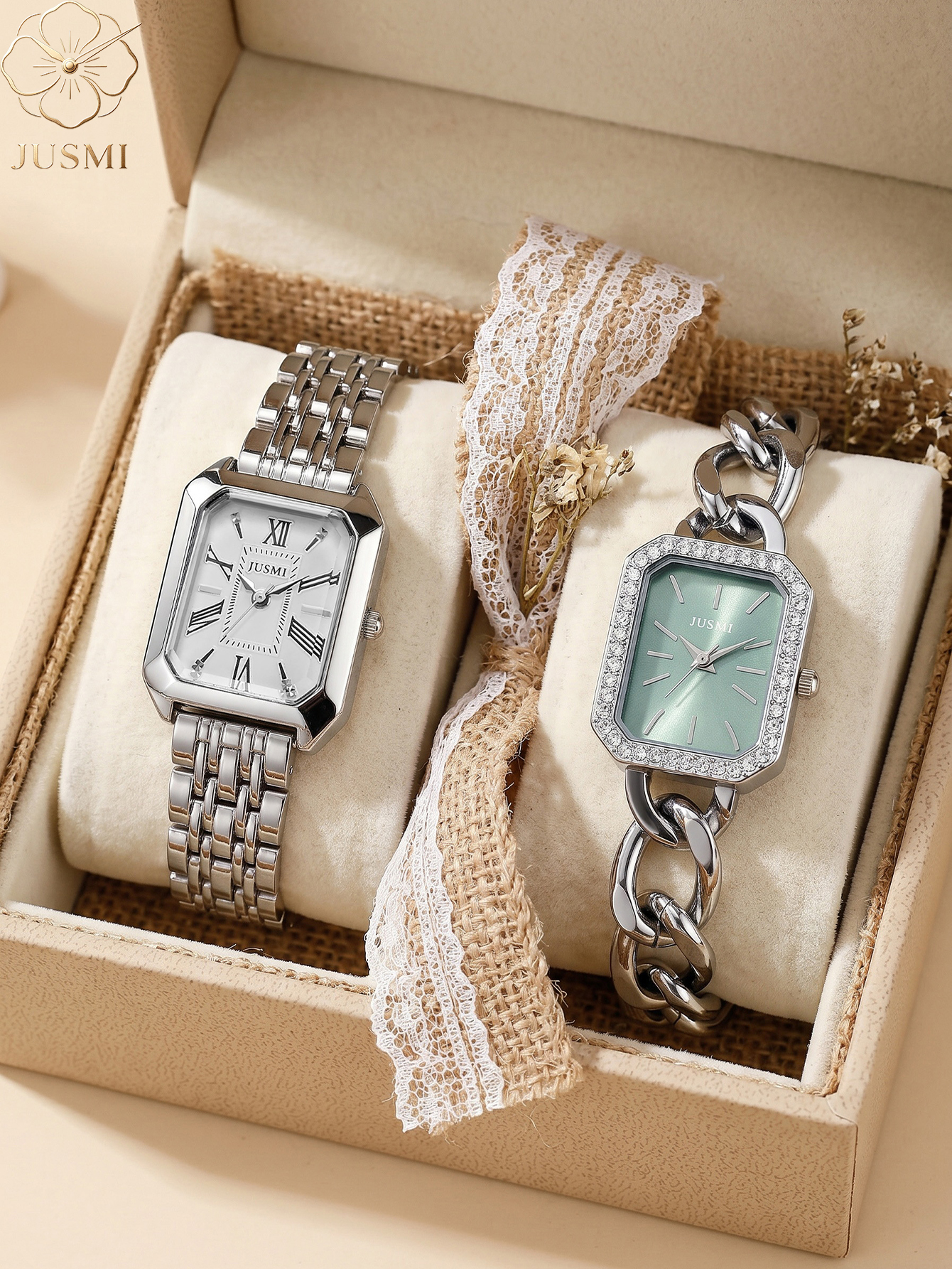1pcs/set JUSMI Women's Square  - Luxury Watch Kit 评论和价格