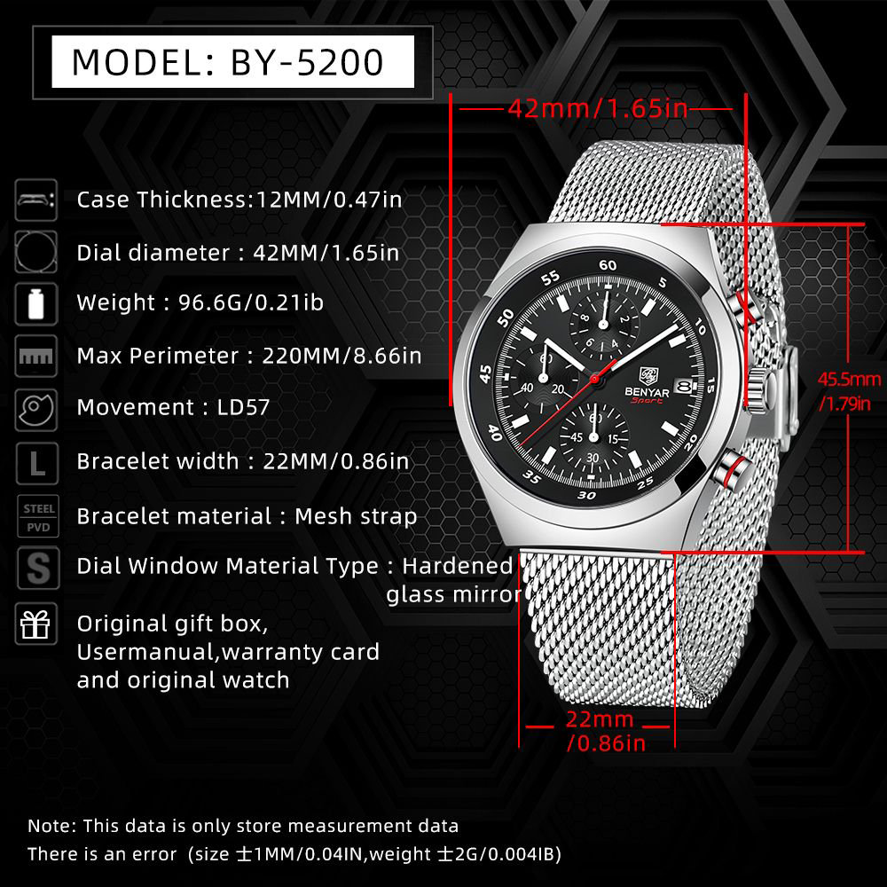 BENYAR Top Luxury Brand Men's  - Luxury Watch Quality 评论和价格